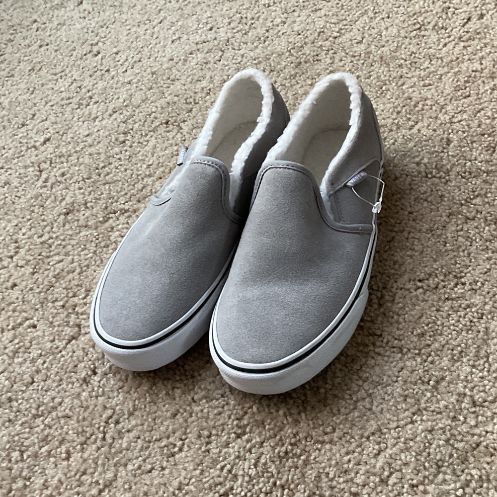 Vans Gray Fleece-Lined Slip-On Shoes